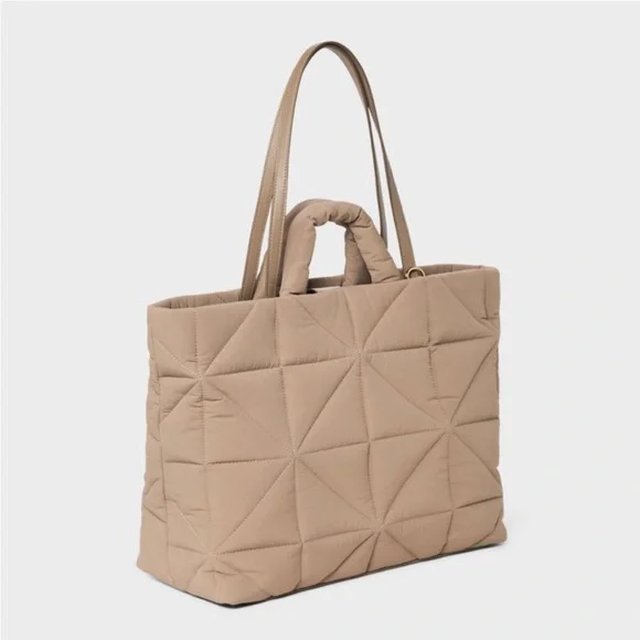 Target Quilted Beige Kate Tote Bag - Picture 4 of 15